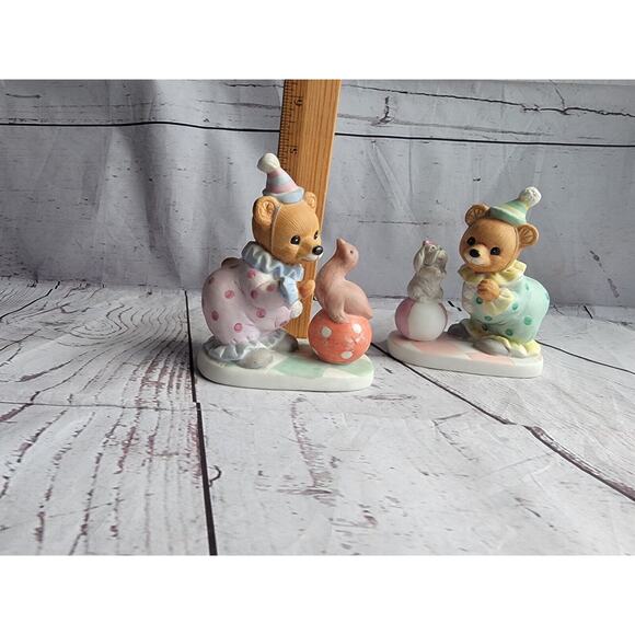 Vintage Homco #8881 Set of 2 Figurines Bears As Clowns Dog Seal Circus - Picture 9 of 9
